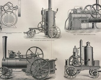 1896 Locomotive Original Antique Print - Victorian Technology - Railway - Railroad - Train - Available Framed
