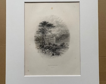 1840 Ballyshannon, Donegal Original Antique Engraving - Ireland - Mounted and Matted - Available Framed