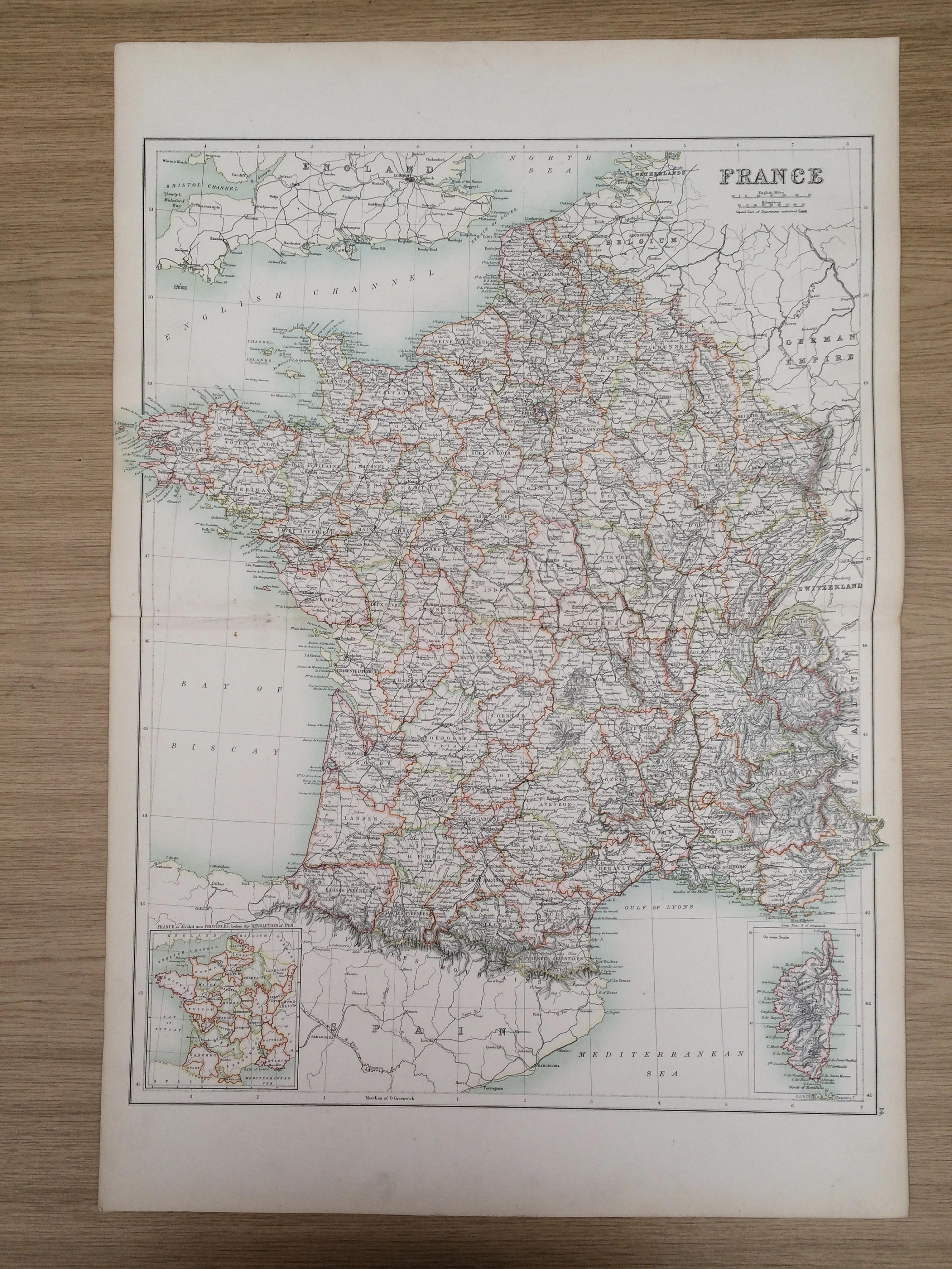 1898 France Extra Large Original Antique A & C Black Map - French Decor ...