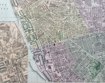 1902 Liverpool (South) Original Antique Map - Large Wall Map - City Plan - England