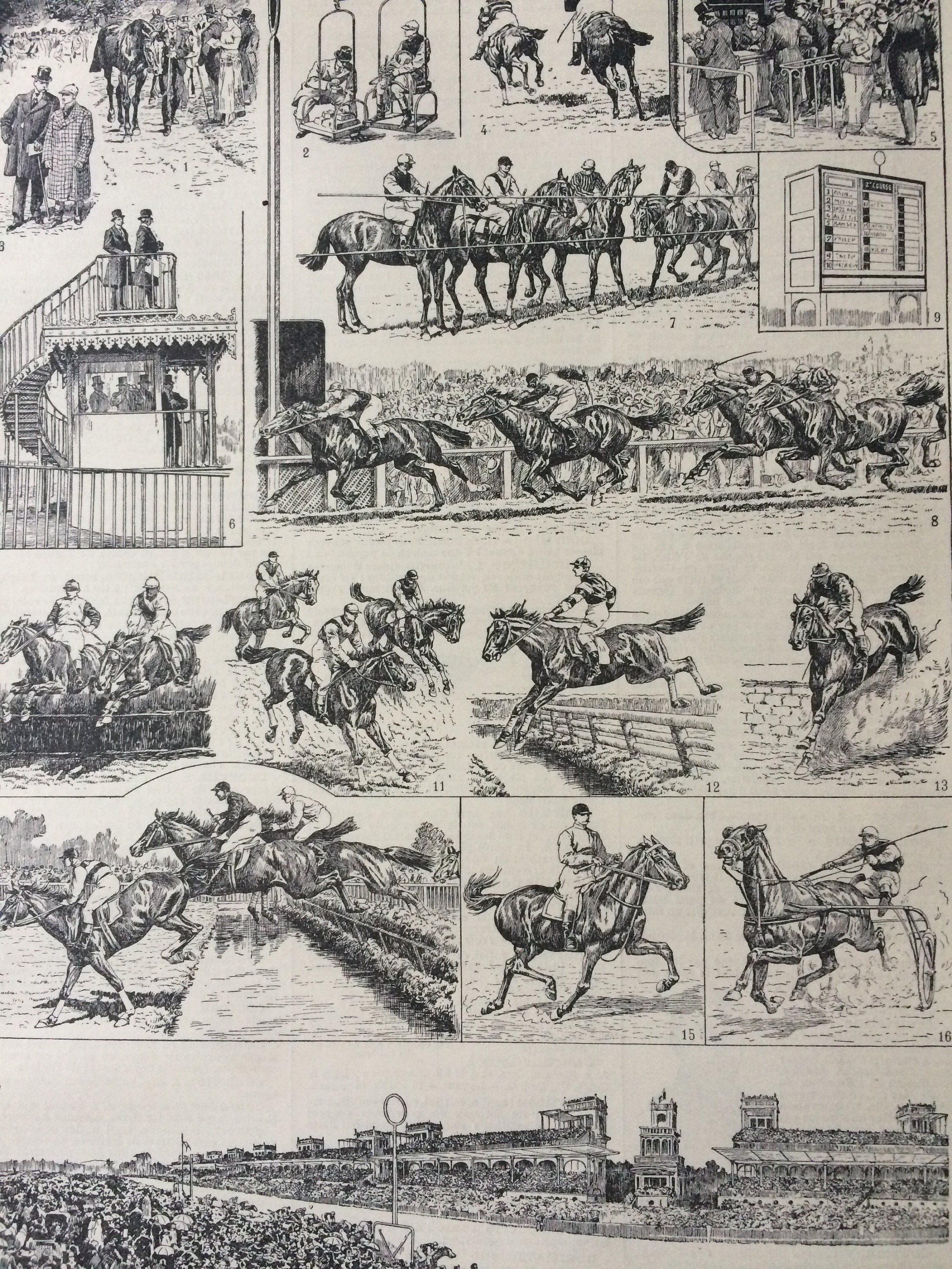 1923 Horse Racing Original Antique Print Mounted and Matted