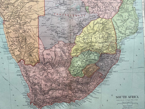 Antique 1950s SOUTH AFRICA Vintage Map Atlas Page