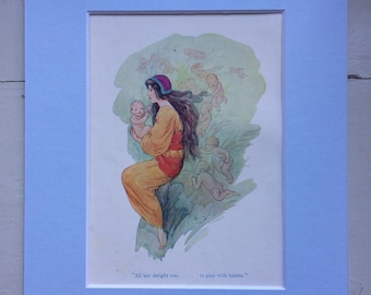1920 Original Vintage Harry Theaker Water Babies Illustration - Matted and Available Framed - Nursery Decor - Children's book