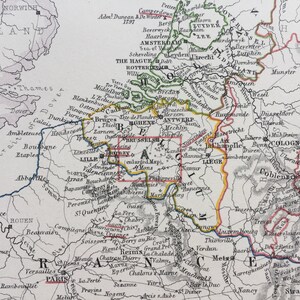 1875, Karte der Niederlande - Schlacht von 1792-5, Originale antike Landkarte - Schlachtkarte - Militärgeschichte - gerahmt erhältlich