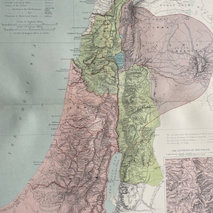 1906 The Holy Land Original Antike Landkarte - Palästina - Israel - Landkarte von Jerusalem - Wand Karte - Vintage Wand Dekor - Geographie