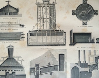 1878 Salt Original Antique Print- Available Framed - Machinery - Mining - Technology - Victorian Decor