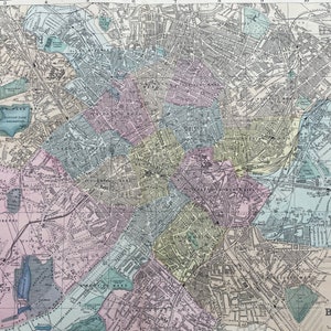 1902 Birmingham Original Antike Landkarte - Große Wandkarte - Stadtplan - England