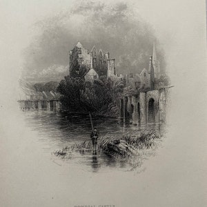 1840 Donegal Castle Original Antique Engraving - Ireland - Mounted and Matted - Available Framed