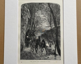 1894 The Lovers Leap Approach by Night French Broad River North Carolina Original Antique Engraving - Mounted and Matted - Available Framed