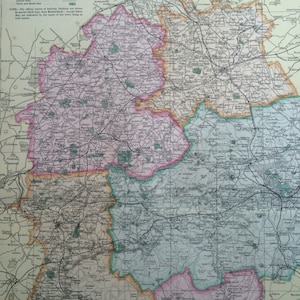 1907 WILTSHIRE große, original antike Landkarte, 20,5 x 13,5 Zoll, historische Wanddekoration, George W Bacon Karte