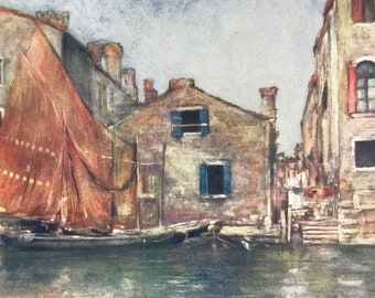 1904 The Orange Sail Original Antique Print - Venice - Italy - Mounted and Matted - Available Framed