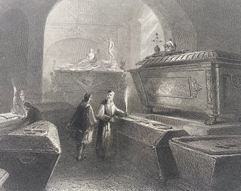 1874 Funeral Vault of the Imperial Family of Austria Original Antique Print - Mounted and Matted - Available Framed