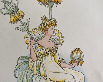 1906 Crown Imperial Flowers from Shakespeare's Garden Original Antique Print - Botanical Art - Available