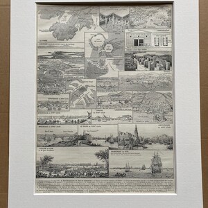 1897 Ancient Ports Original Antique Print - Navy - Nautical Decor - Mounted and Matted - Available Framed