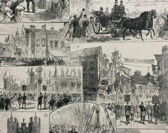1883 The Prince of Wales at York Original Antique Engraving - Victorian Decor - Yorkshire - England - Royalty - Royal Family