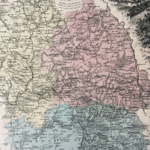 1890 Lozere Original antike Karte - Departamento Frankreich - Einfassung Stahlstiche von Mende und Porträts von lokalen Würdenträgern - gerahmt erhältlich