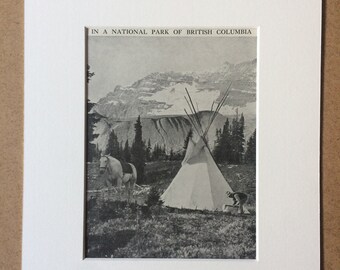 1940s Yoho National Park, British Columbia Original Vintage Print - Mounted and Matted - Retro Decor - Available Framed