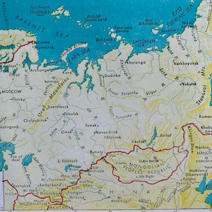 1940s Russia Original Vintage Print - Map of Russia - Russian History - Mounted and Matted - Available Framed