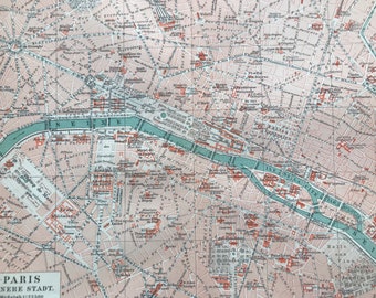 1896 Paris (Central) Original Antique Map - Available Framed - Cartography - Vintage City Plan - Wall Decor