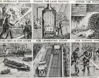 1940s Different Ways of Using Water Original Vintage Print - Mounted and Matted - Vintage Wall Decor - Available Framed