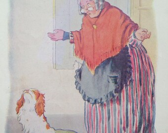 1917 Old Mother Hubbard Vintage Nursery Rhyme Margaret W. Tarrant Illustration - Matted and Available Framed - Wall Decor - Nursery Decor