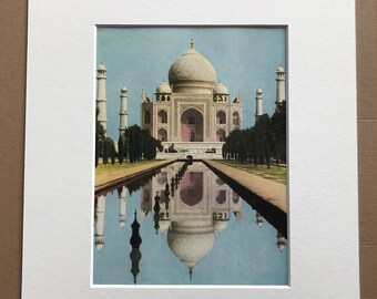1940s Taj Mahal Original Vintage Print - India - Architecture - Mounted and Matted - Available Framed