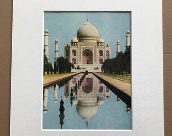 1940s Taj Mahal Original Vintage Print - India - Architecture - Mounted and Matted - Available Framed