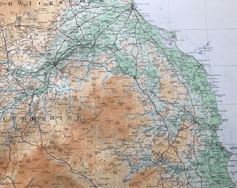 1924 Roxburghshire, Selkirkshire, Peebles, Berwickshire Original Antique Ordnance Survey Panorama Map - Scotland - Cartography - Geography