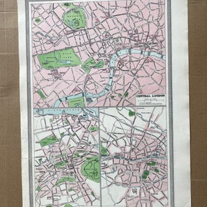 Mapa antiguo original de Londres, Edimburgo y Dublín de 1903, planos de ciudades, 10 x 15,5 pulgadas, mapa de Harmsworth, Inglaterra