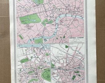 1903 London, Edinburgh & Dublin Original Antique Map, City Plans, 10 x 15.5 inches, Harmsworth map, England