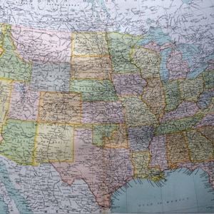 1898 UNITED STATES Große, antike Landkarte, 14 x 18,5 Zoll, historische Wanddekoration, Bartholomäus Karte, Wohndekor, Kartographie, Geographie