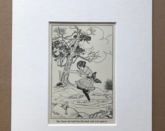1900 Original Vintage Print - Hans Christian Andersen - Nursery Decor - Mounted and Matted - Available Framed