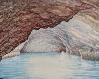 1931 The Blue Grotto, Capri Original Antique Print - Geology - Mounted and Matted - Available Framed