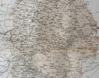 1868 Wiltshire Original Antique Map - UK County - England County - Wall Decor