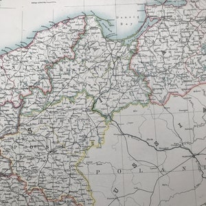 1898 Deutsches Reich (Östlicher Teil) Große Original Antike A & C Schwarze Landkarte - Preußen - Deutschland - Polen - Viktorianische Wand Dekoration - Geschenkidee
