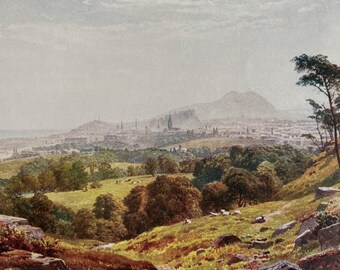 1922 Edinburgh, from 'Rest and be Thankful' Original Antique Print - Scotland - Mounted and Matted - Available Framed