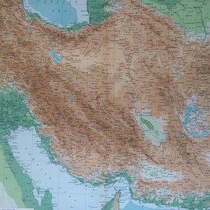 1922 PERSIEN Großer Original Antique Times Atlas Physische Landkarte - Iran - Große Original Wandkarte - Afghanistan - Bathy-Orographische Karte