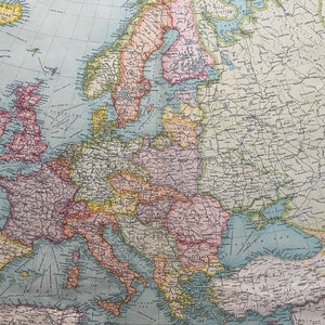 1922 Europe Large Original Antique Times Atlas Political Map - Large Wall Map - Continent Map