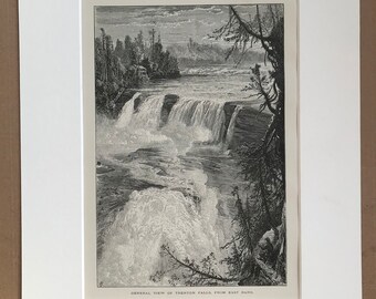 1895 General View of Trenton Falls from the East Bank, New York Original Antique Wood Engraving - Mounted and Matted - Available Framed
