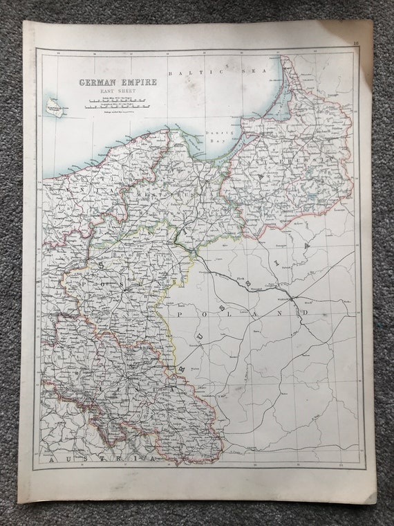 1898年 ドイツ帝国（東部） オリジナルアンティーク A&C 黒地図（大