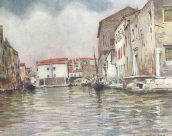 1904 At Chioggia Original Antique Print - Venice - Italy - Mounted and Matted - Available Framed