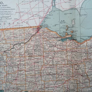 Mapa antiguo grande original del norte de Ohio de 1903 - Mapa de pared - Decoración del hogar - Cartografía - 11 x 16 pulgadas - Mapa detallado - Geografía