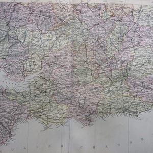 1882 Grote originele antieke kaart ENGELAND en WALES (Zuid), 15 x 22 inch, woondecoratie, cartografie, aardrijkskunde, vintage decor, muurkaart