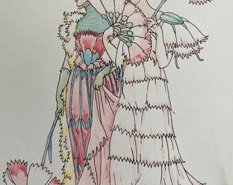 1906 Carnations Flowers from Shakespeare's Garden Original Antique Print - Botanical Art - Available