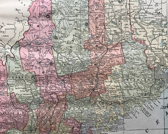 1907 Maine Original Antique Map - Vintage Decor, United States, ME State Map