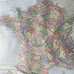 Mapa antiguo original de Francia de gran tamaño en blanco y negro de 1876 - Decoración francesa - Decoración parisina - Decoración de pared - Idea de regalo