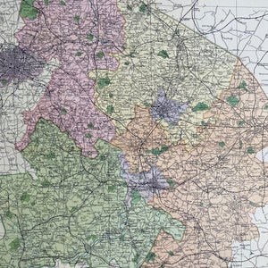 1902 Warwickshire Original Antike Landkarte mit Eisenbahnen, Bahnhöfen, Kreuzungen, Kanälen - Große Wandkarte - Stadt Plan - England