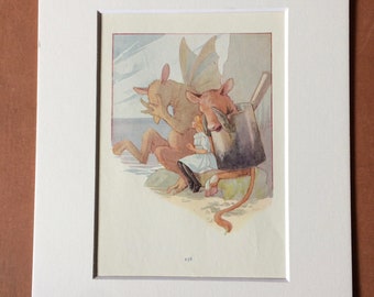 1922 Alice in Wonderland Original Vintage Margaret Tarrant  Illustration - Mounted and Matted - Available Framed - Nursery Decor