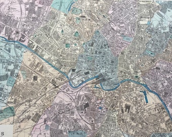 1902 Leeds Original Antique Map - Large Wall Map - City Plan - Yorkshire - England
