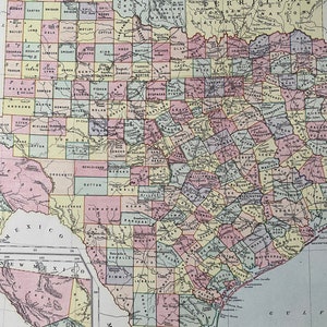 1875 Texas und Indianer-Territorium Original antike Karte - US Bundesstaat Oklahoma - Geschichte der amerikanischen Ureinwohner - Vereinigte Staaten - gerahmt erhältlich